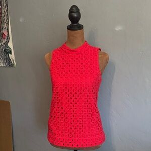 J.Crew Red Sleeveless Eyelet Lace Top